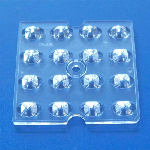 81x151degree 50x50mm 16in1 TPII asymmetric street lighting LED lens for CREE XPE|Luxeon T|OSRAM 3030 3535 LEDs(HX-F4x4-15181S)