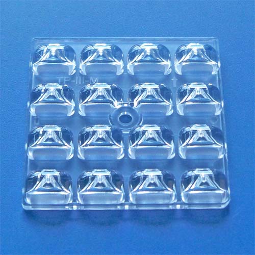 71x156degree 50x50mm 16in1 TPIII asymmetric street lighting LED lens for CREE XPE|Luxeon T|OSRAM 3030 3535 LEDs(HX-F4x4-15671M)