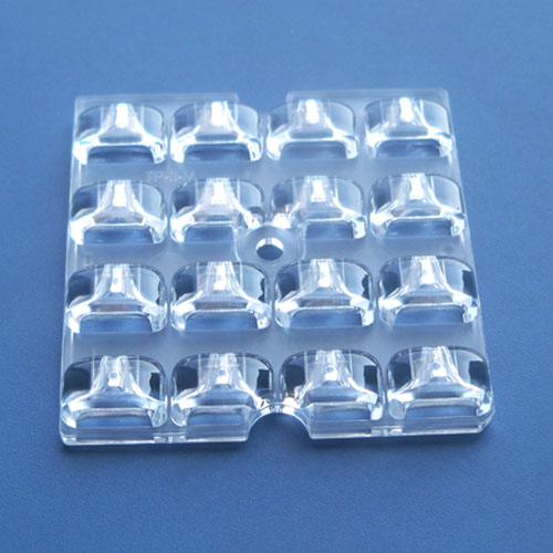 72x147degree 50x50mm 16in1 TPII asymmetric street lighting LED lens for CREE XPE|Luxeon T|OSRAM 3030 3535 LEDs(HX-F4x4-14772M)