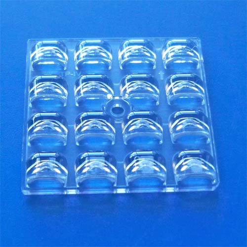 65x100degree 50x50mm 16in1 TPIV asymmetric street lighting LED lens for CREE XPE|Luxeon T|OSRAM 3030 3535 LEDs(HX-F4x4-10065M)