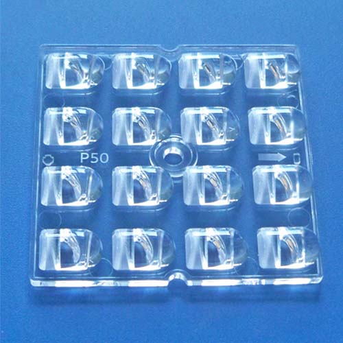 P50degree 50x50mm 16in1 asymmetric stadium flood lights LED lens for CREE XPE|Luxeon T|OSRAM 3030 3535 LEDs(HX-F4x4-P50)